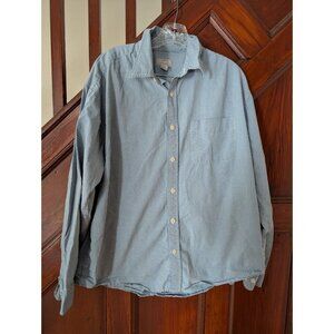 Old Navy Collection Blue & White Checkered Long Sleeve Shirt L 100% Cotton